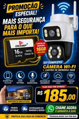 PROMOÇÃO IMPERDÍVEL camera dupla+cartao de 16gb
