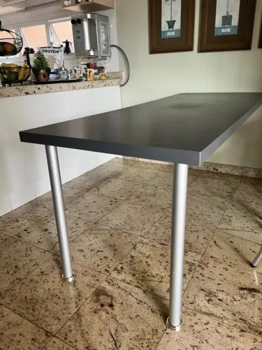 Mesa de jantar retangular fixa cinza - 2,00x0,80x0,80m