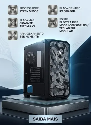 PC GAMER INTERMEDIÁRIO RYZEN 5 5500 (RODA TUDO EM FULL HD!!)
