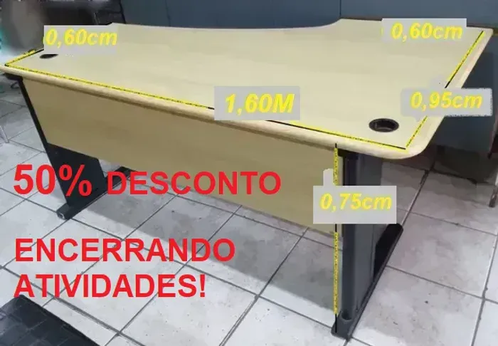 Mesa Escrit. Tampo MDF base Aço 50% Desc. À Vista!