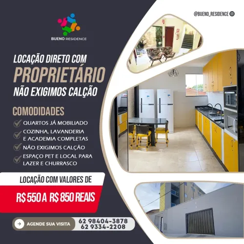 Flat para aluguel com mobilia no Setor Coimbra - Goiânia - GO