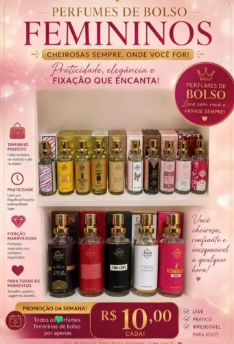 Perfumes de Bolsa Masculinos e Femininos | Último Dia da Promoção - R$ 10 Cada