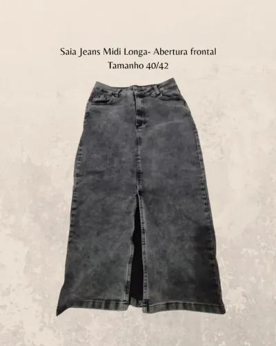 saia jeans midi longa - veste 40/42
