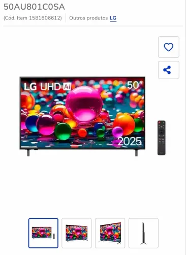 Tv LG 50 Pol 4K Lacrada 