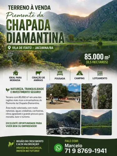 VENDO TERRENO EM ITAITÚ - JACOBINA/BA  87.000 m² (20 tarefas baianas)
