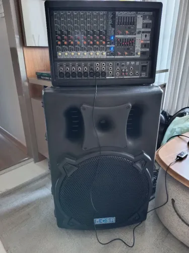 Kit Caixa CSR 4000 Passiva 15 Pol. 350w + Cabeçote Behringer PMP 1680 1600w  