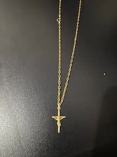Corrente de ouro 18k (750) com pingente de crucifixo