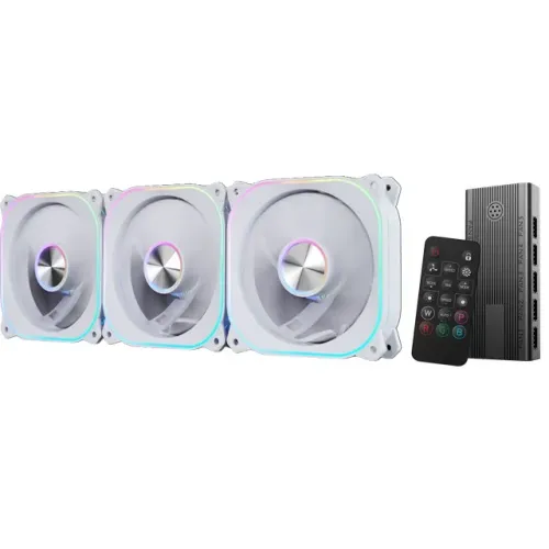 Kit 3 Cooler Fan 120mm Aerion White Veil com Controladora e Controle - WZetta