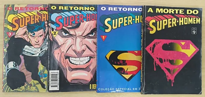 HQ A MORTE DO SUPER HOMEM E O RETORNO DO SUPER HOMEM COMPLETA + BRINDE VEJA ANÚNCIO