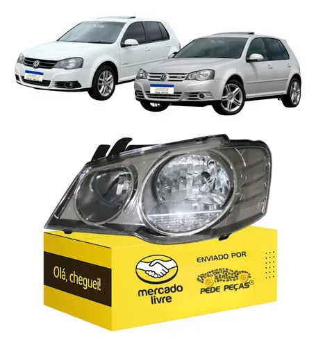 Farol Vw Golf 2008 2009 2010 2011 2012 2013 L.e Cromomix Esquerdo/motorista