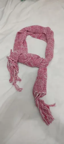 Cachecol Feminino Rosa Mesclado com Franjas