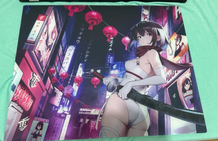 mousepad de vidro glasspad yuki aim katana city