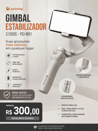 GIMBAL ESTABILIZADOR 3 EIXOS - PEI-M01<br><br>3 EIXOS - PEI-M01
