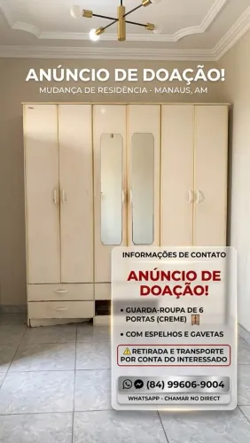 DOAÇÃO: ARMÁRIO DE 6 PORTAS - COR CREME