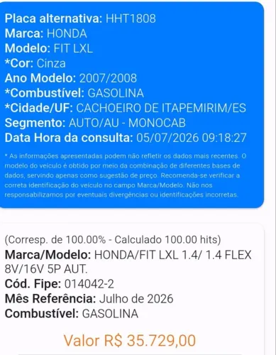 Honda Fit LXL 1.4/ 1.4 Flex 8v/16v 5P Aut. 2008