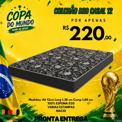 Colchão casal D20 12cm de espuma