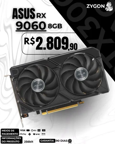 [S/ NOVO] Placa de Vídeo RX 9060 XT 8GB OC Asus  - Garantia 90 Dias