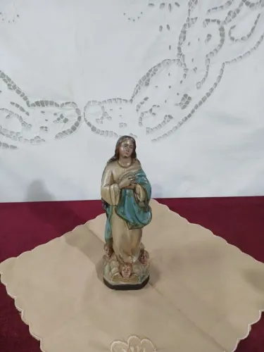 Antiga Estatueta De Nossa Senhora Da Conceição De Estuque