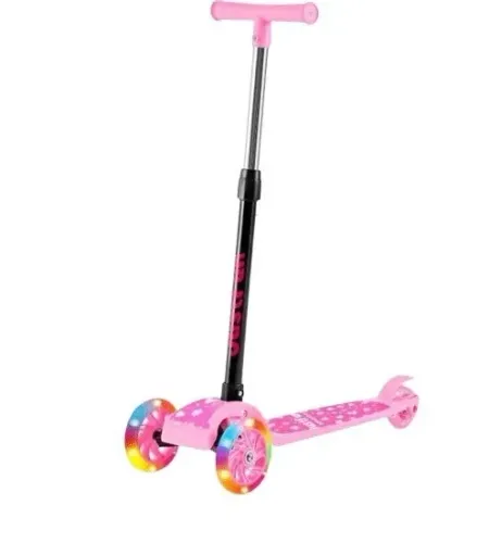 Patinete Dobrável 3 Rodas Rosa até 30 Quilos