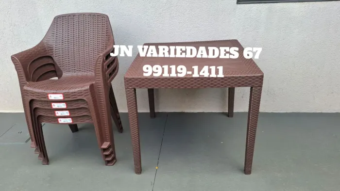 Conjunto de mesas rattan 154kg,material bem reforçado,direto da fábrica 