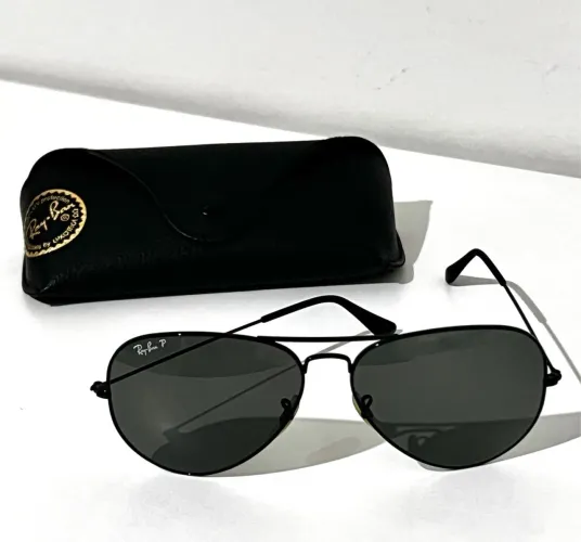 Ray-Ban Aviator Total Black Polarizado - Made Italy - Original.