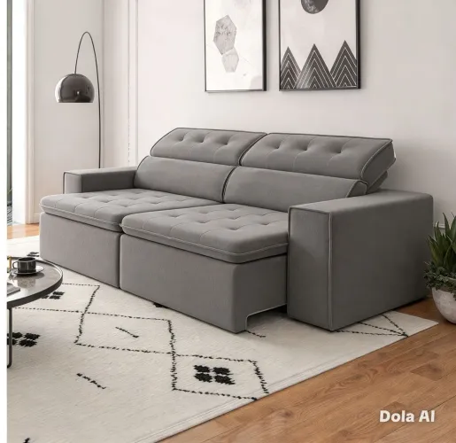 Sofá Retrátil e Reclinável Veludo 2,30mt Promoção Pronta Entrega