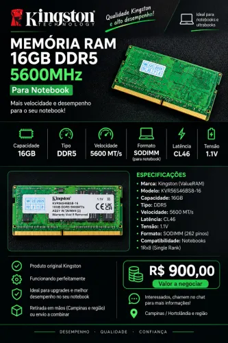 Memória RAM DDR5 5600MHZ