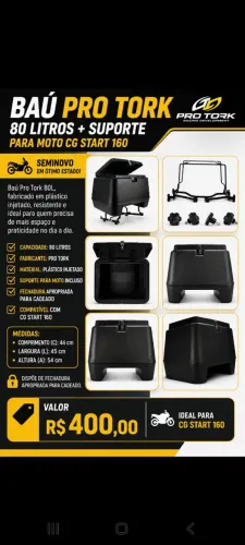 Baú P/ Moto CG Start 160 - R$ 400,00