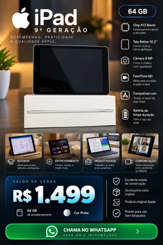 iPad 9 64Gb Cinza novinho