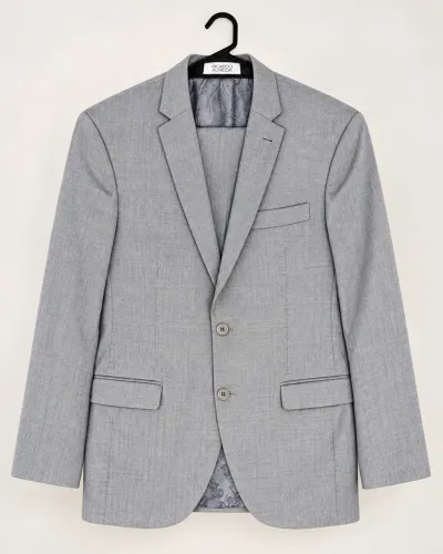 Costume Ricardo Almeida 100% Lã Cinza Claro - Paletó 46 / Calça 40