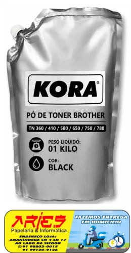 PÓ DE TONER 1 KG BROTHER TN 360 410 580 650 750 780 KORA