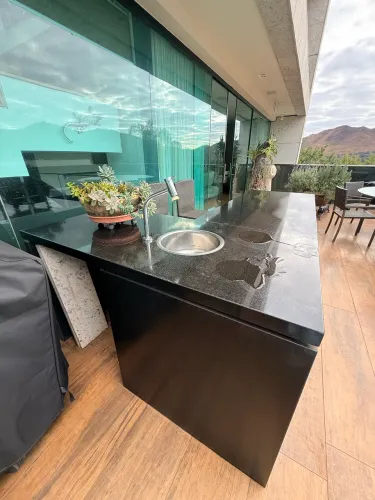 BANCADA para cozinha, área gourmet, cobertura no GRANITO PRETO ABSOLUTO