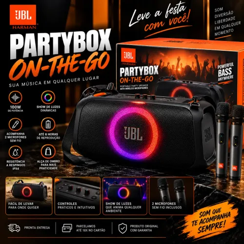 JBL Party Box On-The-Go lacrada com nota loja física BH