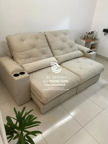 Sofá Retrátil Reclinável Cuiabá com Porta Copos D33 Molas Ensacadas | Entrega Rapida