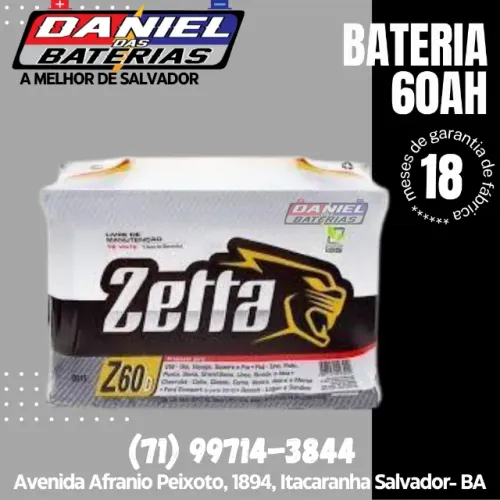 Bateria Zetta 60ah, 2° linha da Moura, em Salvador -BA