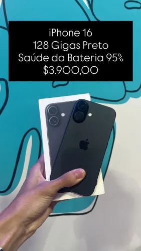 iPhone 16 / 128GB Preto / Saúde de Bateria: 95% / Original / Garantia / $3.900,00