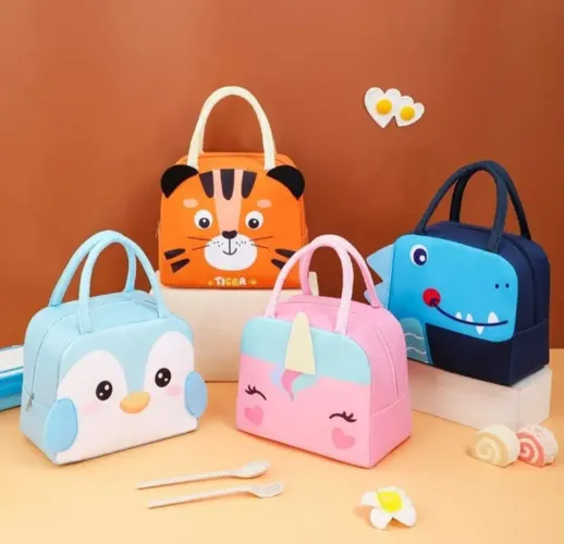 Bolsa Térmica Infantil Lancheira Escolar Marmita C/ Alça Estampas Animais Fofos 3D