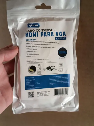Cabo Conversor HDMI para VGA com Saída de Áudio P2 Knup KP-5032 Full HD<br>