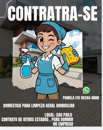 Contrata-se doméstica para limpeza domiciliar