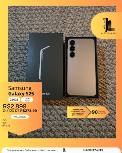 GALAXY S25, 5G, 256GB, 12GB RAM, PRATA, SEMINOVO, EXCLUSIVO!