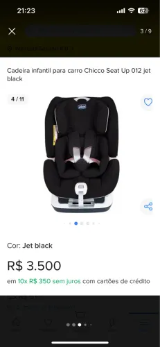 Cadeirinha infantil para carro Chico seat up 012 jet black
