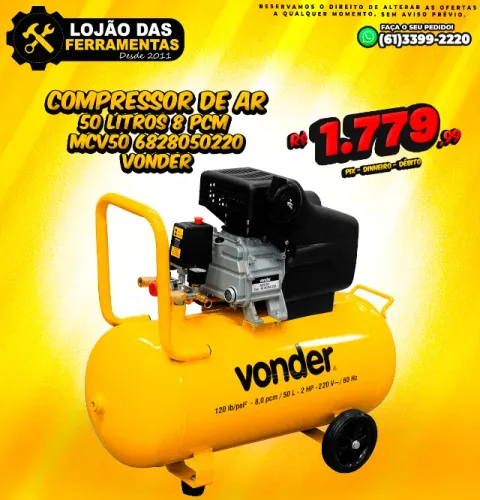 Compressor de Ar 50 Litros 8 PCM MCV50 6828050220 Vonder