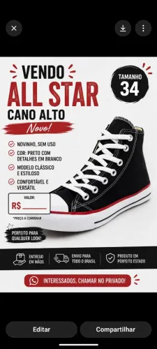 Vendo all Star novo