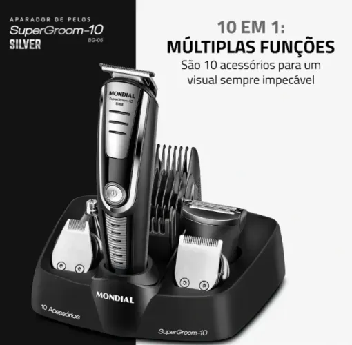 Máquina de cortar cabelo Aparador de Pelos Mondial Super Groom10 6W BG-06 Bivolt
