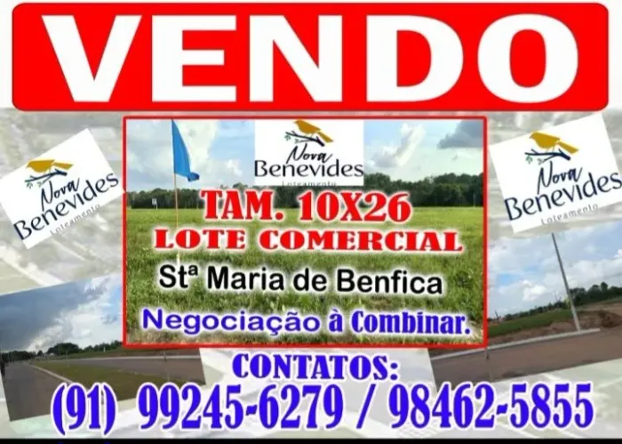 Vendo este terreno localizado na nova área chamada NOVA BENEVIDES,