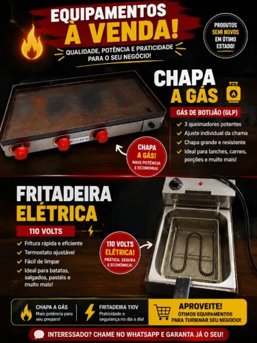 CHAPA A GAS E FRITADEIRA ELÉTRICA