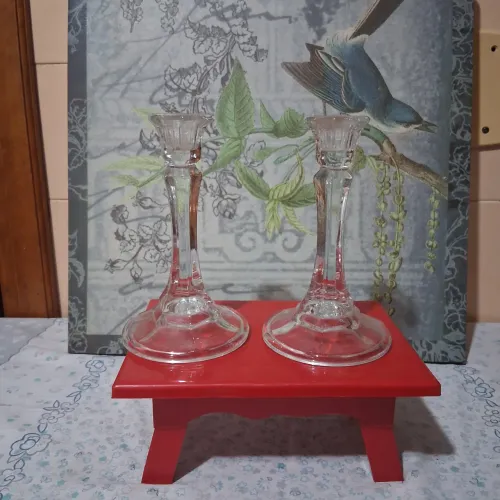 Par castiçais cristal  15 cm altura perfeitos
