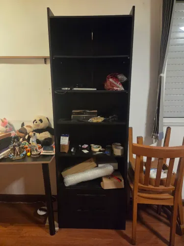 Estante de Livro Preta com 2 Gavetas