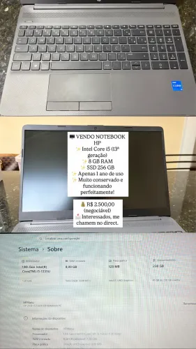 Notebook HP i5 13ª Geração | 8GB RAM | SSD 256GB | Excelente Estado
