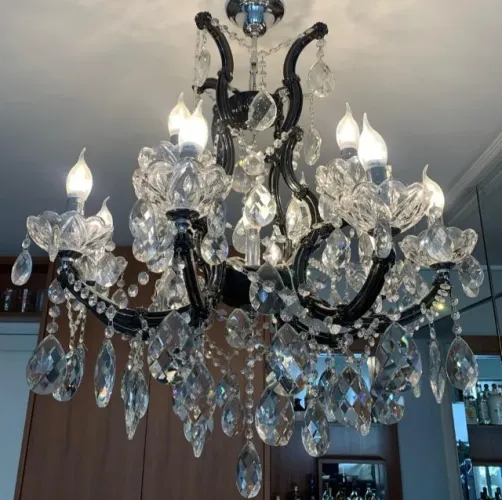 Lustre Candelabro Clássico - metal e cristal k9